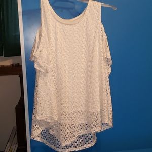 White lacey cold shoulder blouse